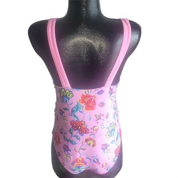 Shein Pink Floral One-Piece Swimsuit S - Picture 3 of 3